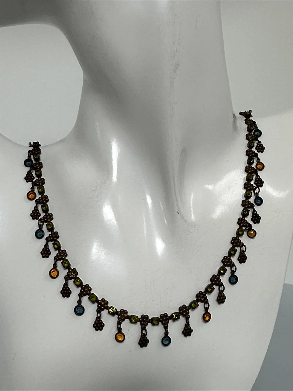 SORRELLI Vintage Multicolor Drop Necklace - Blue & Amber Accents​